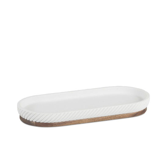 Andrea House - Δίσκος Μπάνιου Polyresin Stripes Acacia Wood