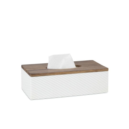 Andrea House - Θήκη Για Χαρτομάντηλα Polyresin Stripes Acacia Wood