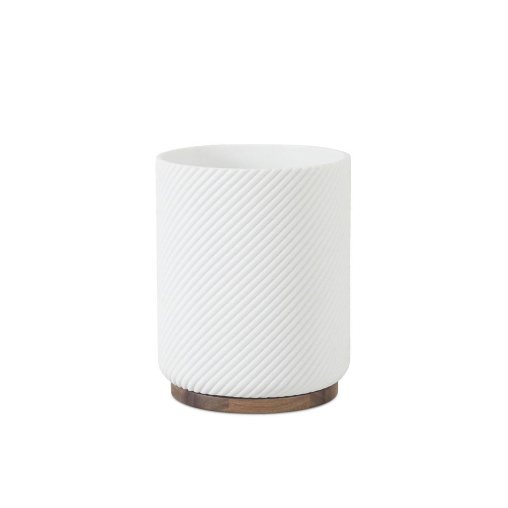 Andrea House - Κάδος Μπάνιου Polyresin Stripes Acacia Wood