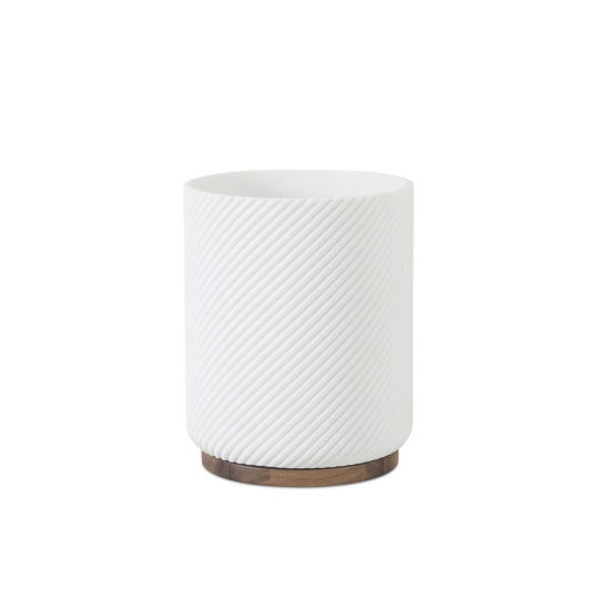 Andrea House - Κάδος Μπάνιου Polyresin Stripes Acacia Wood