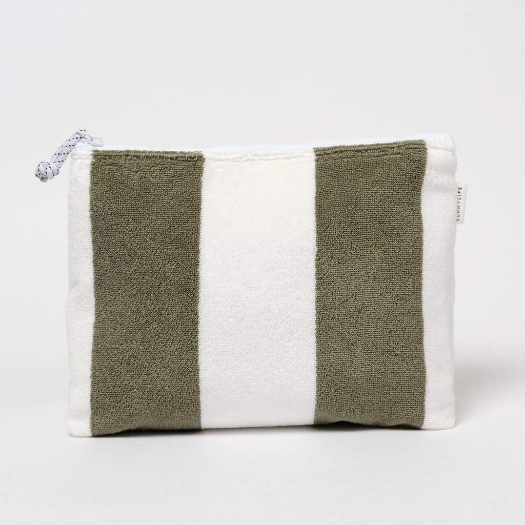 Τσαντάκι Παραλίας The Vacay Olive Stripe 34x5.5x26cm