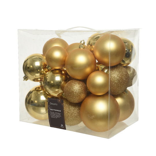 Set26 Πλαστικές Χριστουγεννιάτικες Μπάλες 10cm Light Gold