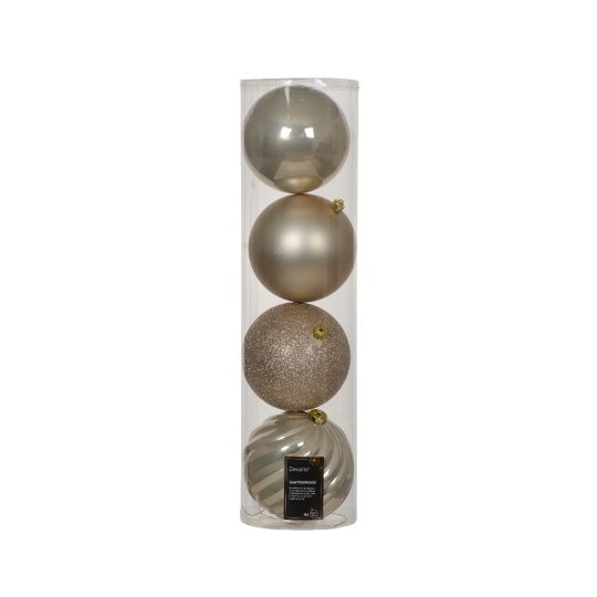 Set4 Πλαστικές Χριστουγεννιάτικες Μπάλες 14cm Pearl