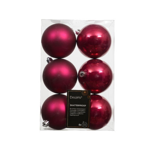 Set6 Πλαστικές Χριστουγεννιάτικες Μπάλες 8cm Festive Pink