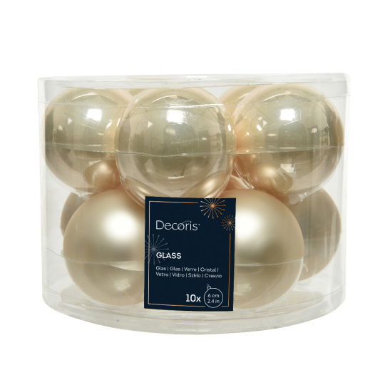 Set10 Χριστουγεννιάτικες Γυάλινες Μπάλες Pearl 6cm