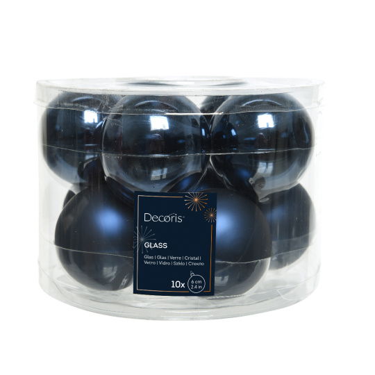 Set10 Χριστουγεννιάτικες Γυάλινες Μπάλες Night Blue 6cm