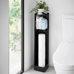 1490-TOWER-Slim-Toilet-Paper-Stocker-with-Casters-BK-03