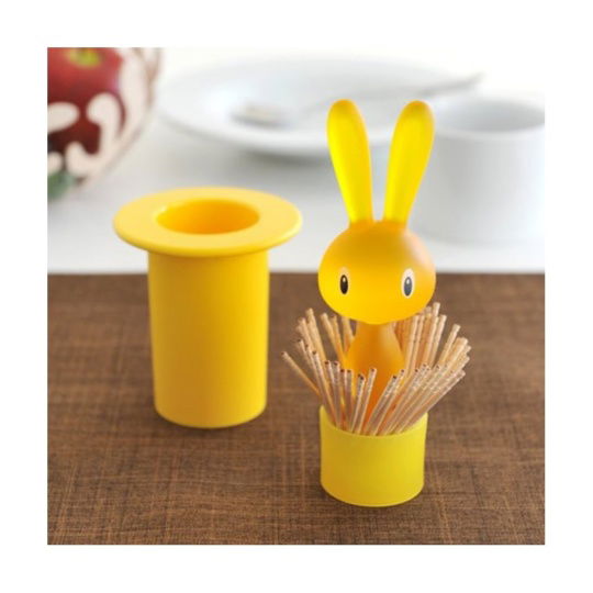 Alessi Θήκη για Οδοντογλυφίδες Κίτρινη 14cm σειρά Magic Bunny