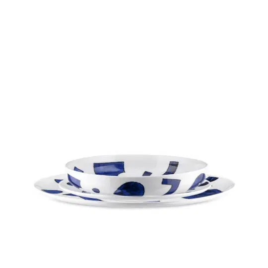 Set12 τμχ Φαγητού Λευκό & Μπλε  Πορσελάνη Itsumo Yunoki Ware