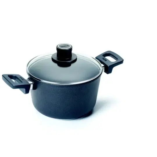 Χύτρα αντικολλητική από χυτό αλουμίνιο με γυάλινο καπάκι 20 εκατ. 3.0 λτ. Titanium Nowo