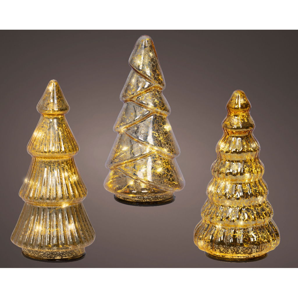 Set3 Micro 10LED Δεντράκια Χρυσά 9x17.50cm