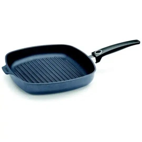 Γκριλιέρα αντικολλητική από χυτό αλουμίνιο τετράγωνη με γυάλινο καπάκι 28 x 28 εκατ. Diamond Lite