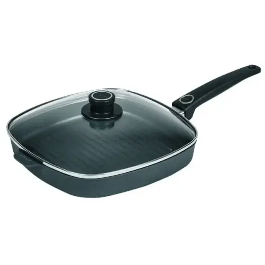 Γκριλιέρα αντικολλητική από χυτό αλουμίνιο τετράγωνη με γυάλινο καπάκι 28 x 28 εκατ. Diamond Lite