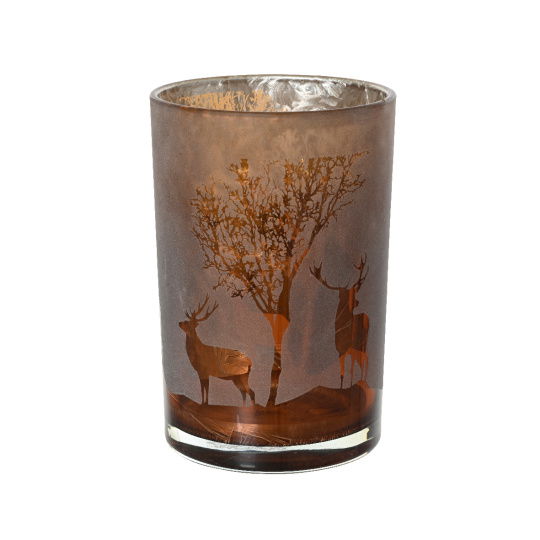 Γυάλινo Κηροπήγιo Light Brown D.12x18cm