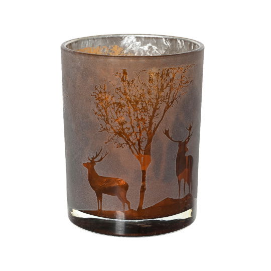 Γυάλινo Κηροπήγιo για Ρεσώ Light Brown D.10x12.50cm