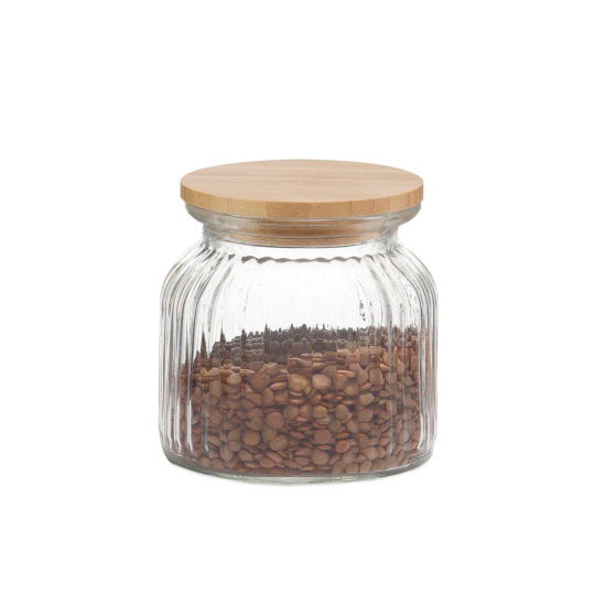 Andrea House - Γυάλινο Δοχείο Με Καπάκι Bamboo 600ml