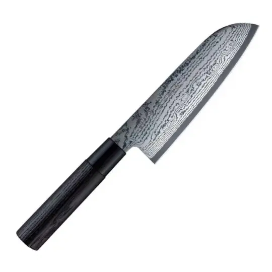 Μαχαίρι Santoku 16.5 εκατ. από δαμασκηνό ατσάλι με λαβή καστανιάς Shippu Black