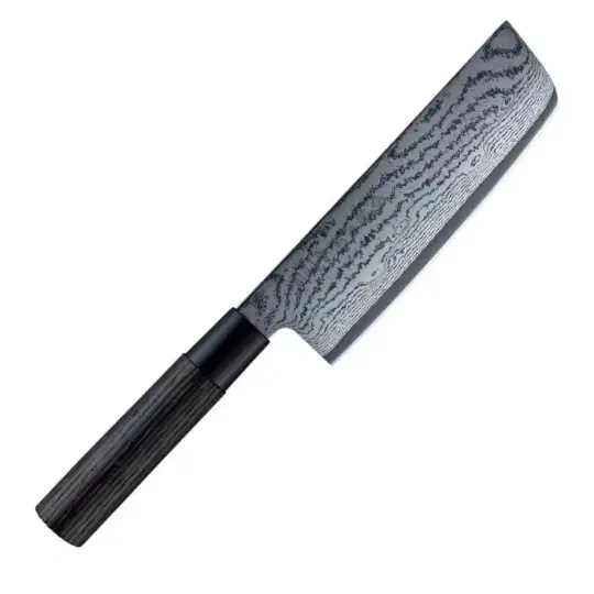 Μαχαίρι Nakiri 16.5 εκατ. από δαμασκηνό ατσάλι με λαβή καστανιάς Shippu Black