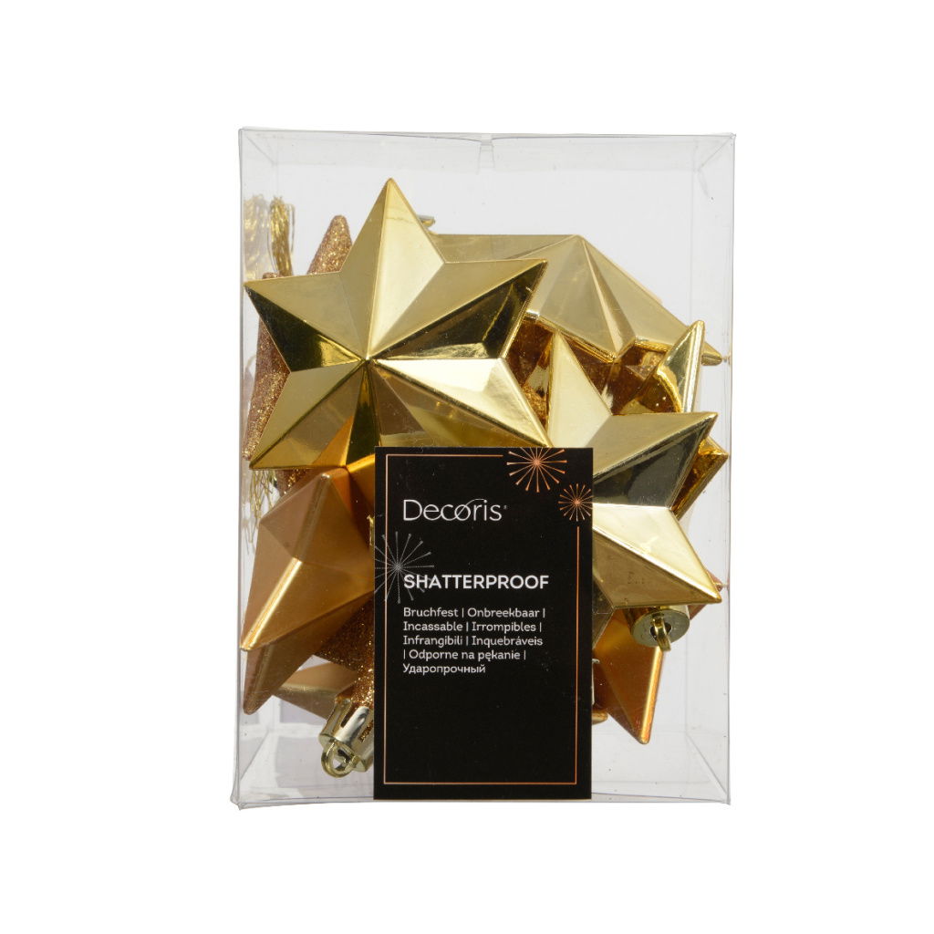 Set 12 Χριστουγεννιάτικα Στολίδια Αστέρια Gold 9x9x12.30cm