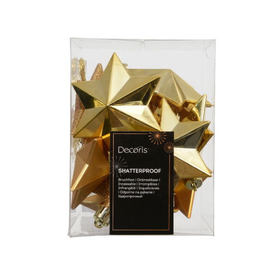 Set 12 Χριστουγεννιάτικα Στολίδια Αστέρια Gold 9x9x12.30cm