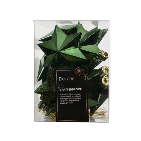 Set 12 Χριστουγεννιάτικα Στολίδια Αστέρια Pine Green 9x9x12.30cm
