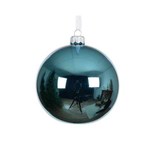 Χριστουγεννιάτικη Γυάλινη Μπάλα Folk Blue 15cm