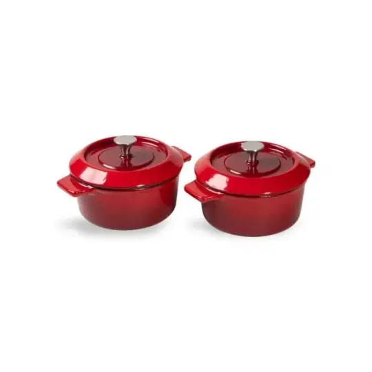 Χύτρες μαντεμένιες mini 0.3 λτ. επισμαλτωμένες κόκκινες 10 εκατ. σετ 2 τμχ. Chili Red Iron