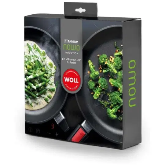 Τηγάνια αντικολλητικά από χυτό αλουμίνιο με αποσπώμενη λαβή 24 - 28 εκατ. σετ 2 τμχ. Titanium Nowo