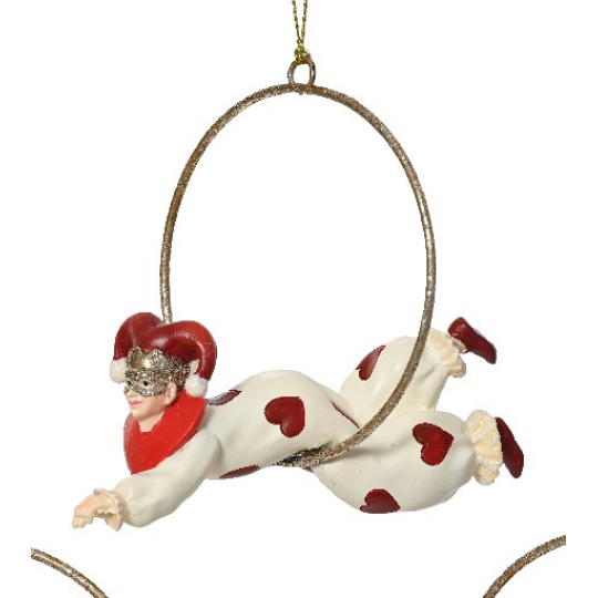 Χριστουγεννιάτικoς Αρλεκίνος Διακοσμητικό Στολίδι με Στεφάνι 9x9x13cm