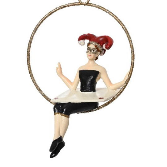 Χριστουγεννιάτικoς Αρλεκίνος Στολίδι με Στεφάνι 9x9x13cm