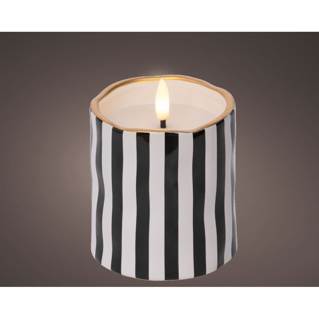 Κερί LED Black/White Θερμού Φωτισμού 8.50x11cm