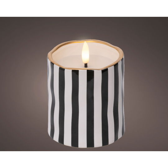 Κερί LED Black/White Θερμού Φωτισμού 8.50x11cm