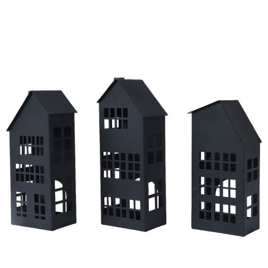 Set3 Χριστουγεννιάτικα Κηροπήγια Σπιτάκια 10.50x8x25cm
