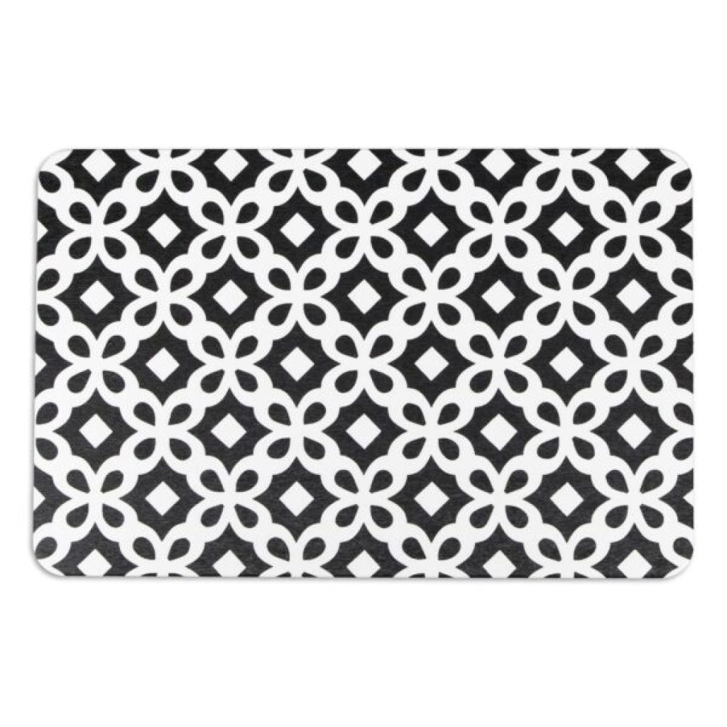 Artsy Mats - Αντιολισθητικό Πατάκι Μπάνιου Black Pattern White Stone 39x60cm