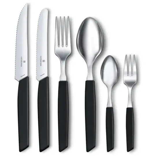 Set6 Πιρούνια Φαγητού Μαύρη Λαβή Swiss Modern