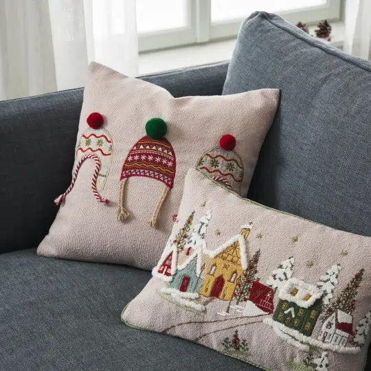 Μαξιλαροθήκη Σκουφάκια 43x43cm Xmas