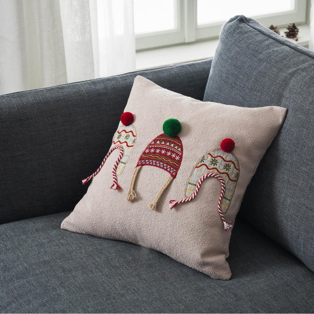 Μαξιλαροθήκη Σκουφάκια 43x43cm Xmas