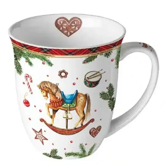 Mug Porcelain 0.4L Classic Rocking Horse White