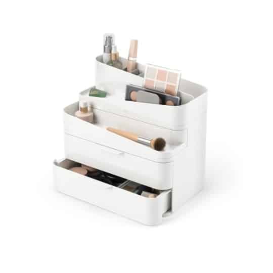 Βάση Οργάνωσης Καλλυντικών Glam Large 27x18x25cm White-Grey