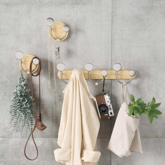 Κρεμάστρα Τοίχου 3 Θέσεων Melody 12x8x13cm Natural-Nickel