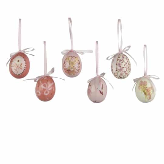 Σετ6 Διακοσμητικά Κρεμαστά Πασχαλινά Αβγά 6cm