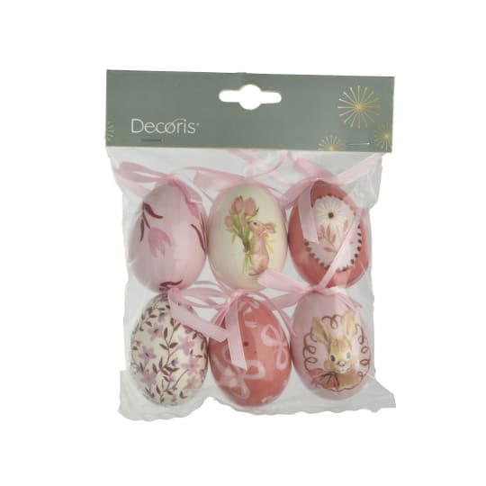 Σετ6 Διακοσμητικά Κρεμαστά Πασχαλινά Αβγά 6cm