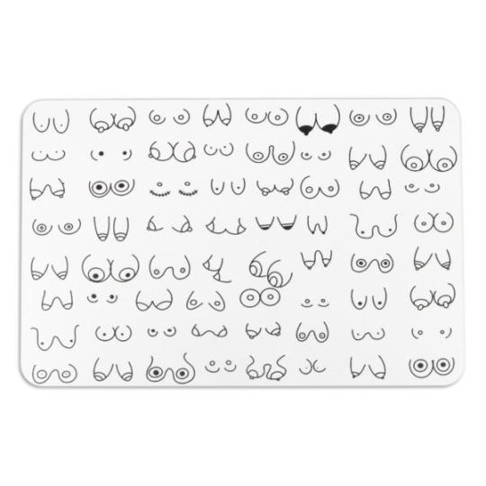 Artsy Mats - Αντιολισθητικό Πατάκι Μπάνιου Boobs White Stone 39x60cm